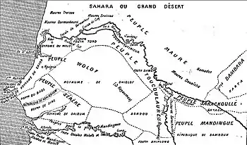 Senegalese states c. 1850. Baol is at left.