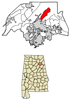 Location of Lookout Mountain in Etowah County, Alabama.