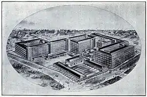 Exterior view of automobile plant