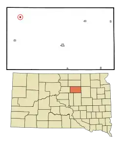 Location in Faulk County and the state of South Dakota