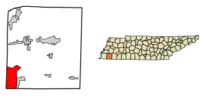 Location of Piperton in Fayette County, Tennessee.