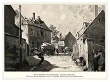 Dessin réaliste représentant un franc-tireur faisant feu sur un soldat allemand