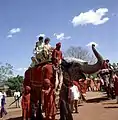 Kennedy rides an elephant in India