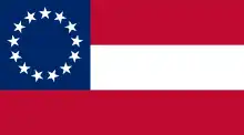 The first version of the flag of the Confederate States featured a canton defaced with stars, with the stars representing its claimed constituent states