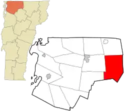 Location in Franklin County and the state of Vermont.