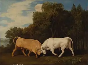 Bulls Fighting (1786), oil on panel, 61.6 x 82.6&nbsp;cm., Yale Center for British Art