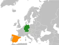 Map indicating locations of Germany
and Spain