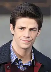 Grant Gustin as Barry Allen filming the pilot episode of The Flash.