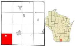 Location in Green County and the state of Wisconsin.