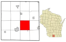 Location in Green County and the state of Wisconsin.