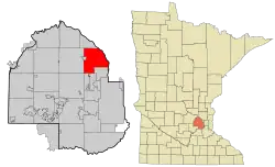 Location of the city of Brooklyn Parkwithin Hennepin County, Minnesota
