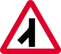 Traffic merging from left (right if symbol reversed)