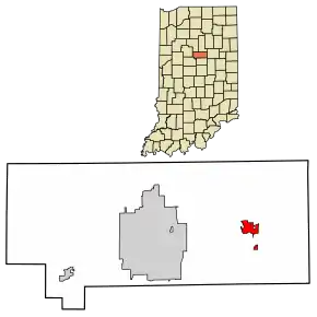 Location of Greentown in Howard County, Indiana.