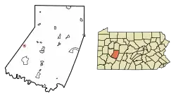 Location of Shelocta in Indiana County, Pennsylvania.