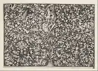 Ornament print with pair of lovers