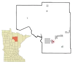 Location of the city of La Prairiewithin Itasca County, Minnesota