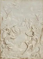 Diana and Callisto, relief by Jakob Kellner, 1763.