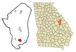 Location in Jefferson County and the state of Georgia
