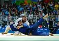 Ground fighting in Judo.