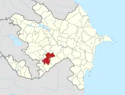 Map of Azerbaijan showing Khojavend District