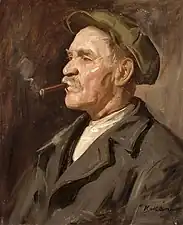 Portrait of a Man Smoking a Cigar