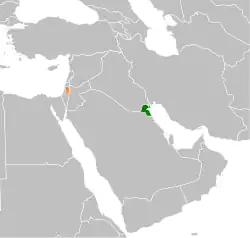 Map indicating locations of Kuwait and Palestine