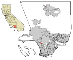 Location of Ladera Heights in Los Angeles County, California.