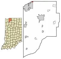 Location of Michiana Shores in LaPorte County, Indiana.