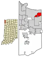 Location of Lake Station in Lake County, Indiana.