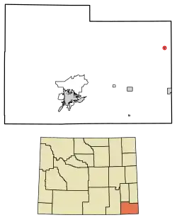 Location of Albin in Laramie County, Wyoming.