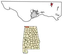 Location of Lexington in Lauderdale County, Alabama.