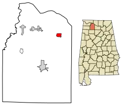Location of Hillsboro in Lawrence County, Alabama.