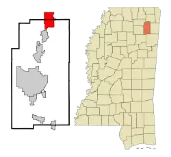 Location in Lee and Prentiss counties and the state of Mississippi