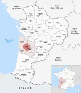 Location within the region Nouvelle-Aquitaine