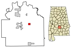 Location of Hayneville in Lowndes County, Alabama.