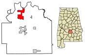 Location of White Hall in Lowndes County, Alabama.