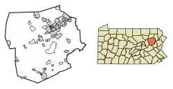 Location of Courtdale in Luzerne County, Pennsylvania.