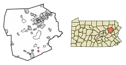 Location of Jeddo in Luzerne County, Pennsylvania.