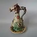 Horse Ewer, 14.6 ins, coloured glazes, Palissy style.