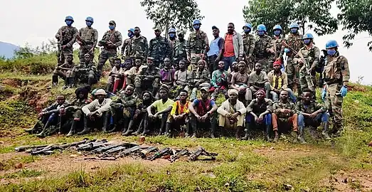 Mai-Mai militia surrender to MONUSCO Indian peacekeepers in Lubero on 17 July 2020