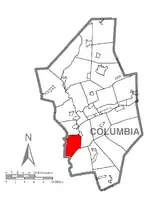 Map of Columbia County, Pennsylvania highlighting Franklin Township