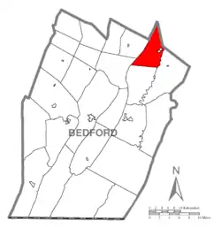Map of Bedford County, Pennsylvania highlighting Liberty Township