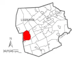 Map of Luzerne County highlighting Salem Township