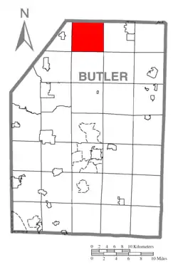 Map of Butler County, Pennsylvania, highlighting Marion Township