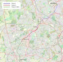 Map of The Wednesbury to Brierley Hill Tram Extension