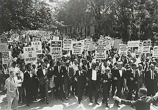 Image 24Leaders arrived late and linked arms in front of marchers on Constitution Avenue. (from March on Washington for Jobs and Freedom)
