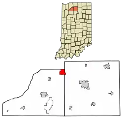 Location in Marshall County and Starke County, Indiana