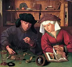The Money Changer and His Wife; by Quentin Massys; 1514; oil on panel; 70.5 × 67 cm