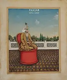 Miniature painting of Raja Gajpat Singh, sardar of the Phulkian Misl and founder of Jind State