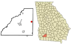 Location in Mitchell County and the state of Georgia